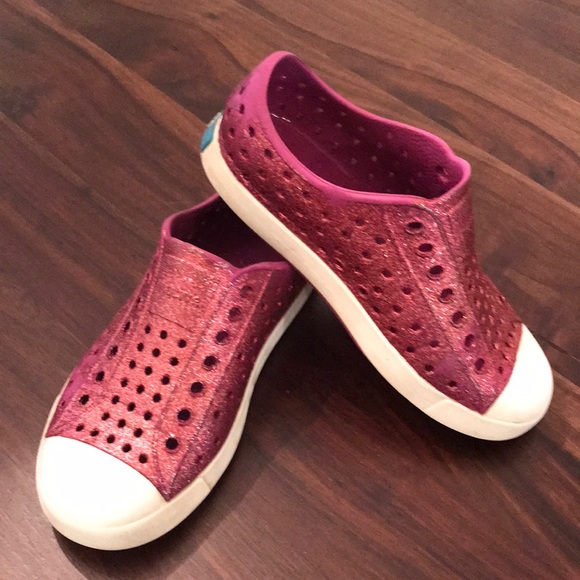 Native Shoes Other - Native magenta glitter shoes slip-ons